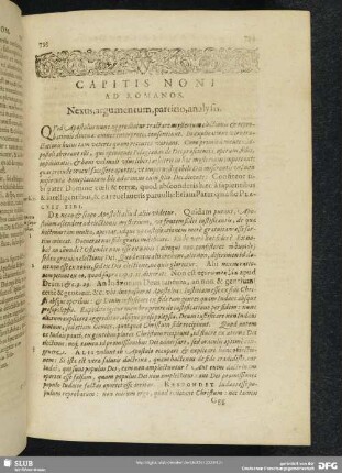 Capitis Noni Ad Romanos. Nexus, argumentum, partitio, analysis