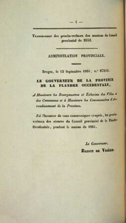 Procès-verbaux, 1851