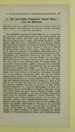 5. Der österreichische Staatskanzler Clemens Wenzel Fürst von Metternich