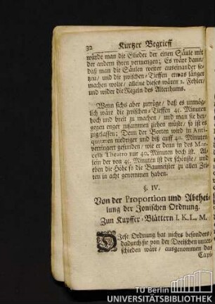 Von der Proportion und Abtheilung der Ionischen Ordnung zum Kupffer-Blättern
