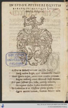 Widmungsgedicht für Ludwig Pfyffer von Altishofen.