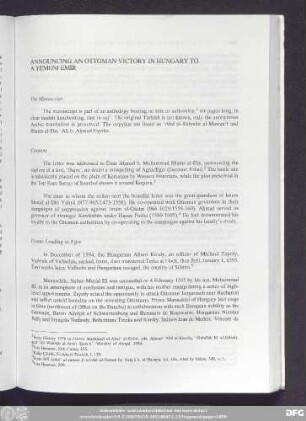 Announcing An Ottoman Victory In Hungary To A Yemeni Emir