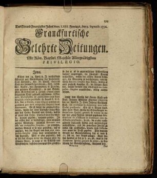 Num. LXXI. Freytags, den 3. Septemb. 1756 - Num. LXXX. Dienstags, den 5. Octobr. 1756