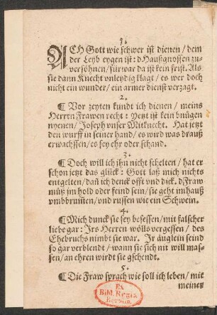 ACH Gott wie schwer ist dienen/ dem || der Leyb eygen ist: