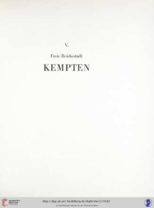 V. Freie Reichsstadt Kempten