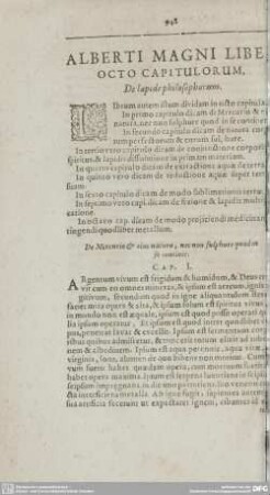 ALBERTI MAGNI LIBER OCTO CAPITULORUM. De lapide philosophorum.