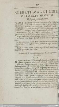 ALBERTI MAGNI LIBER OCTO CAPITULORUM. De lapide philosophorum.