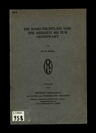 Die Haikudichtung von der Meijizeit bis zur Gegenwart