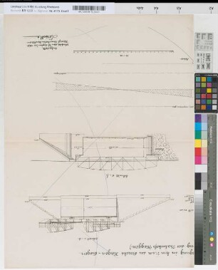 [Überbrüc]kung in km 71,6+22 der Strecke Hagen-Siegen [...] des Bahnhofs Meggen: Grundriß, Schnitte [rechte Hälfte], M. 1:100