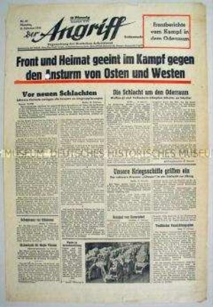 Tageszeitung "Der Angriff" mit Durchhaltepropaganda