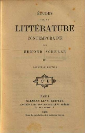 Études sur la littérature contemporaine. 3