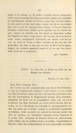 XXXVI. De Gouv.-Gen. en Raden van Indie aan den Minister van Kolonien ... 31 Jan. 1810