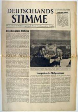 Wochenzeitung der "Volksbewegung für Einheit und gerechten Frieden" u.a. zur UN-Vollversammlung