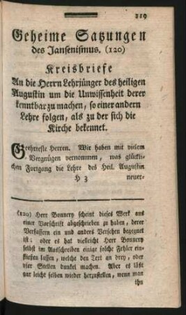 Geheime Satzungen des Jansenismus