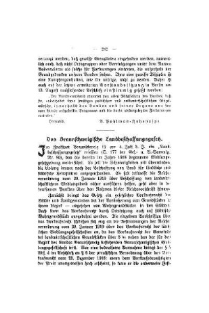 Das Braunschweigsche Landbeschaffungsgesetz