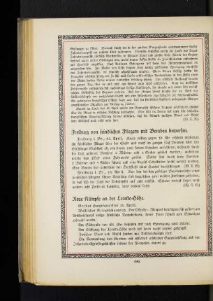Freiburg von feindlichen Fliegern mit Bomben beworfen.