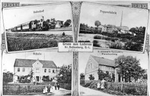 Rothenburg/O.L.-Lodenau. Pappenfabrik u.a. Ansichten, Ansichtskarte, um 1920, Repro (RA Görlitz, Postkartensammlung)