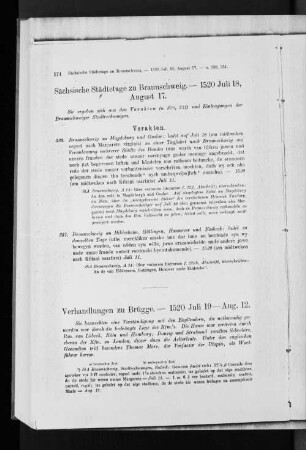 Verhandlungen zu Brügge. - 1520 Juli 19-Aug. 12.