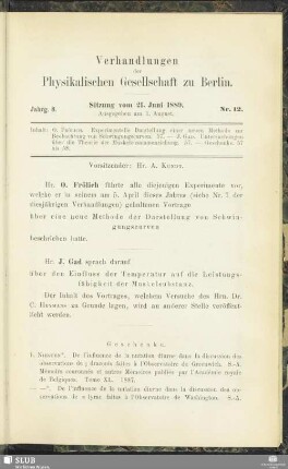 Nr. 12. Sitzung vom 21. Juni 1889