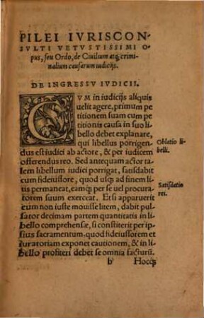 Pilei Ivreconsvlti Vetvstissimi Opus, seu ordo, de ciuilium atque criminalium causarum iudicijs