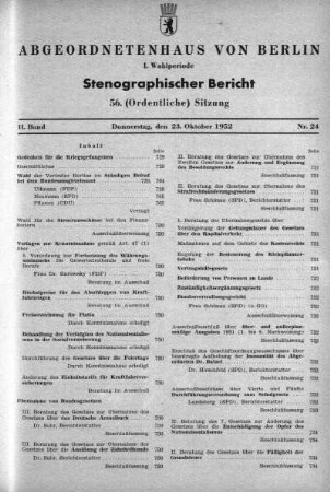 Nr. 24 (56), 23. Oktober 1952