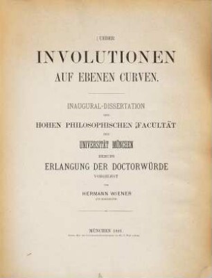 Ueber Involutionen auf ebenen Curven