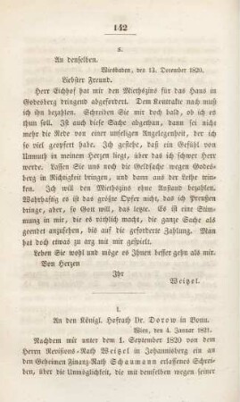 t. An den Königl. Hofrath Dr. Dorow in Bonn