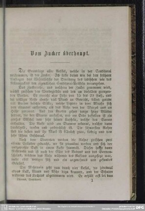 Vom Zucker überhaupt