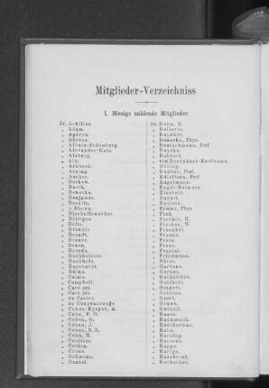 Mitglieder-Verzeichniss.
