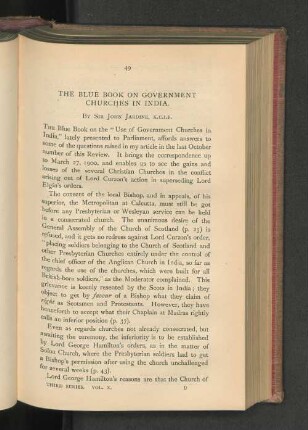 The Blue Book on Government Churches in India.