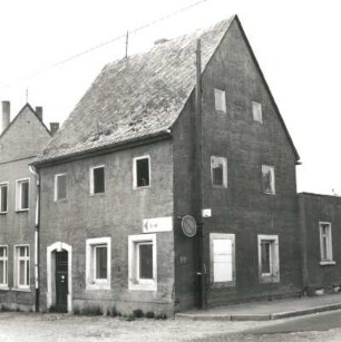 Colditz, Topfmarkt 14/Ecke Wassergasse. Wohnhaus (E. 18. Jh.). Eckansicht