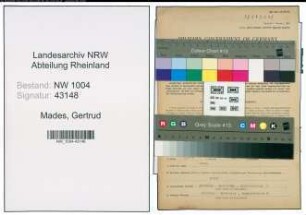Entnazifizierung Gertrud Mades , geb. 30.03.1908 (Geschaeftsinhaberin)