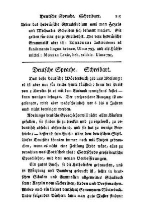 Deutsche Sprache Schreibart. - Schöne Wissenschaften.