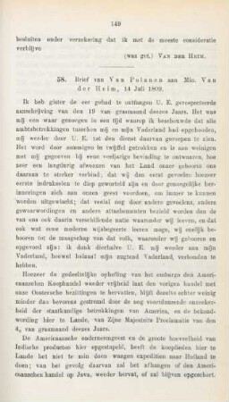 58. Brief van Van Polanen aan Min. Van der Heim, 14 Juli 1809