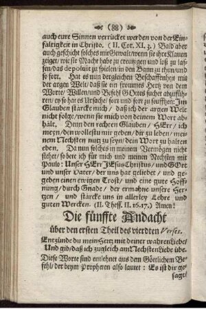 Die fünffte Andacht über den ersten Theil des vierdten Verses.