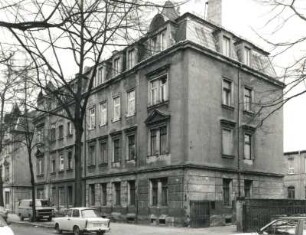 Dresden-Pieschen, Mohnstraße 8/6. Doppelwohnhaus (um 1890). Straßenansicht
