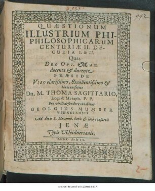 Quaestionum Illustrium Philosophicarum Centuriae II. Decuria I. & II.