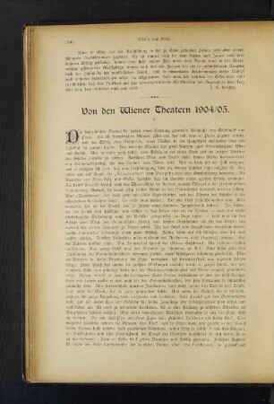 Von den Wiener Theatern 1904/05