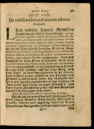Sect. VIII. De Nobilium Immediatorum administratione