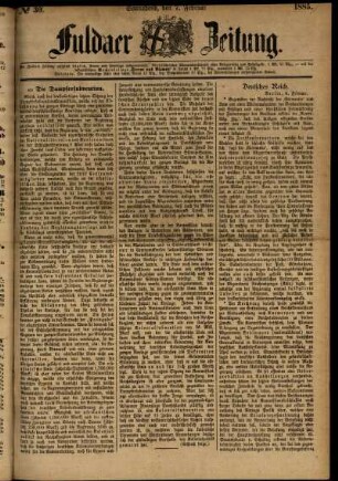 Ausgabe vom Samstag, den 07. Februar 1885.
