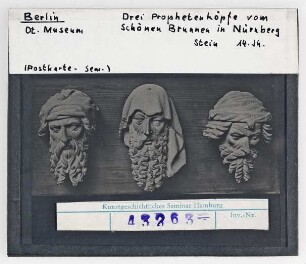 Berlin: Dt.Museum, Drei Prphetenköpfe vom Schönen Brunnen in Nürnberg, Stein 14. Jh.