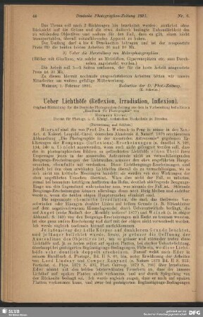 Ueber Lichthöfe (Reflexion, Irradation, Inflexion)