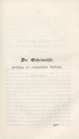 Die Geheimnisse. Fortsetzung der vorhergehenden Erzählung