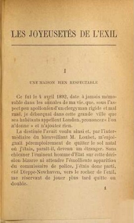 Les joyeusetés de l'exil