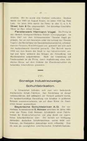 IV. Sonstige Industriezweige.