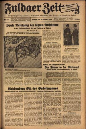 Ausgabe vom Montag, den 10. Oktober 1938.