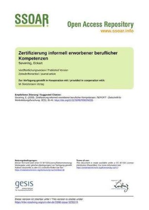 Zertifizierung informell erworbener beruflicher Kompetenzen