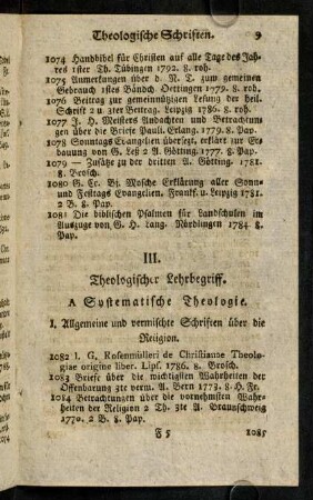 9-284, III. Theologischer Lehrbegriff. A. Systematische Theologie.