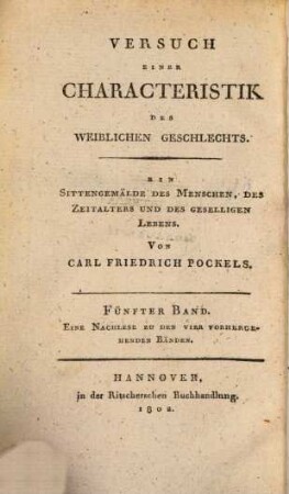 Aphorismen zu einem Charaktergemälde des weiblichen Geschlechts