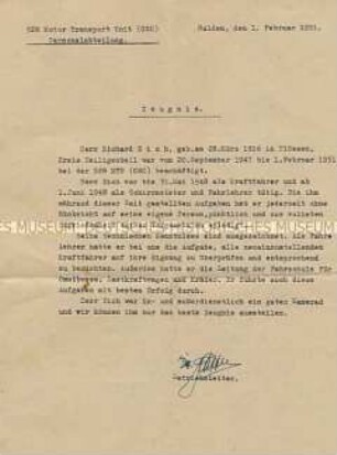 Arbeitszeugnis einer Firma - Familienkonvolut